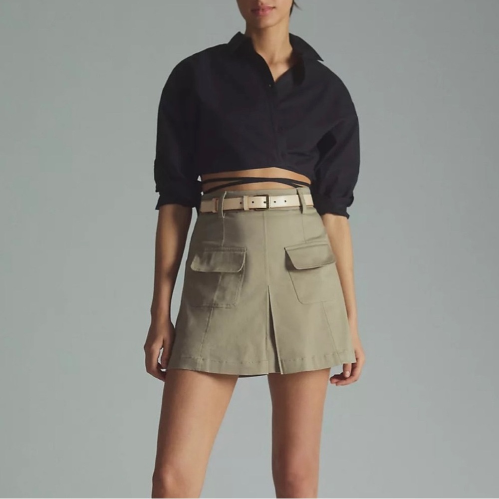 Anthropologie Porridge Pleat-Front Mini Skirt